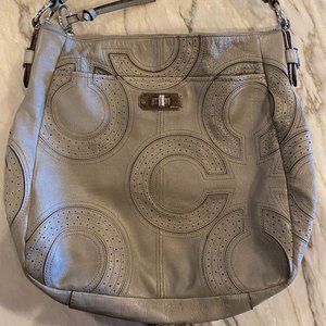 Grey Coach purse with silver buckle